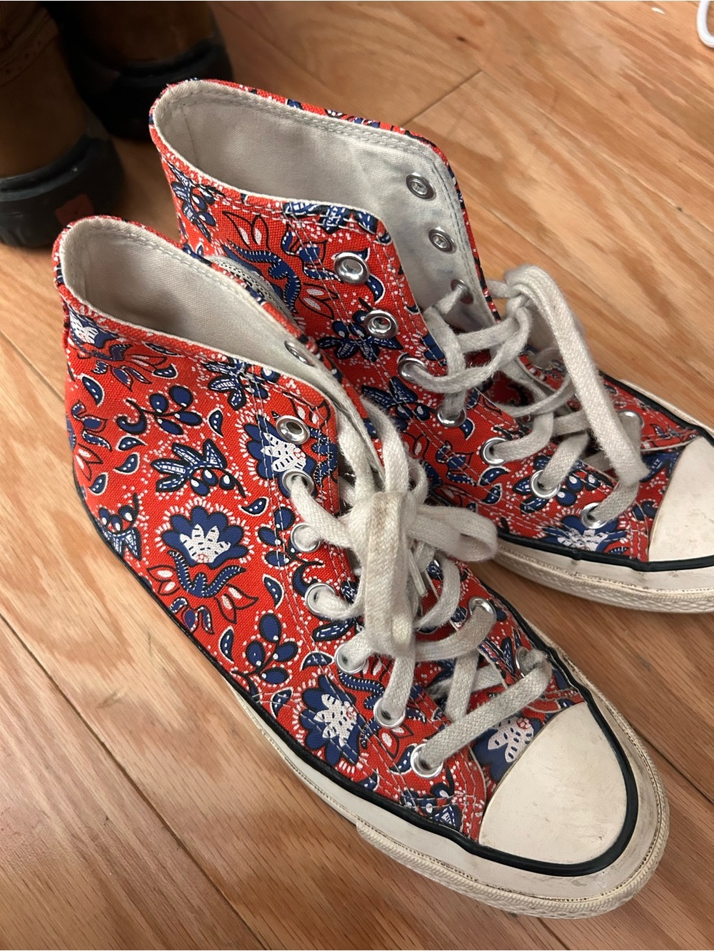 Converse High-Top Floral Canvas Sneakers - Red & Blue
